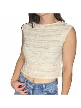 Good Luck Gem Cream Ruffled Tank